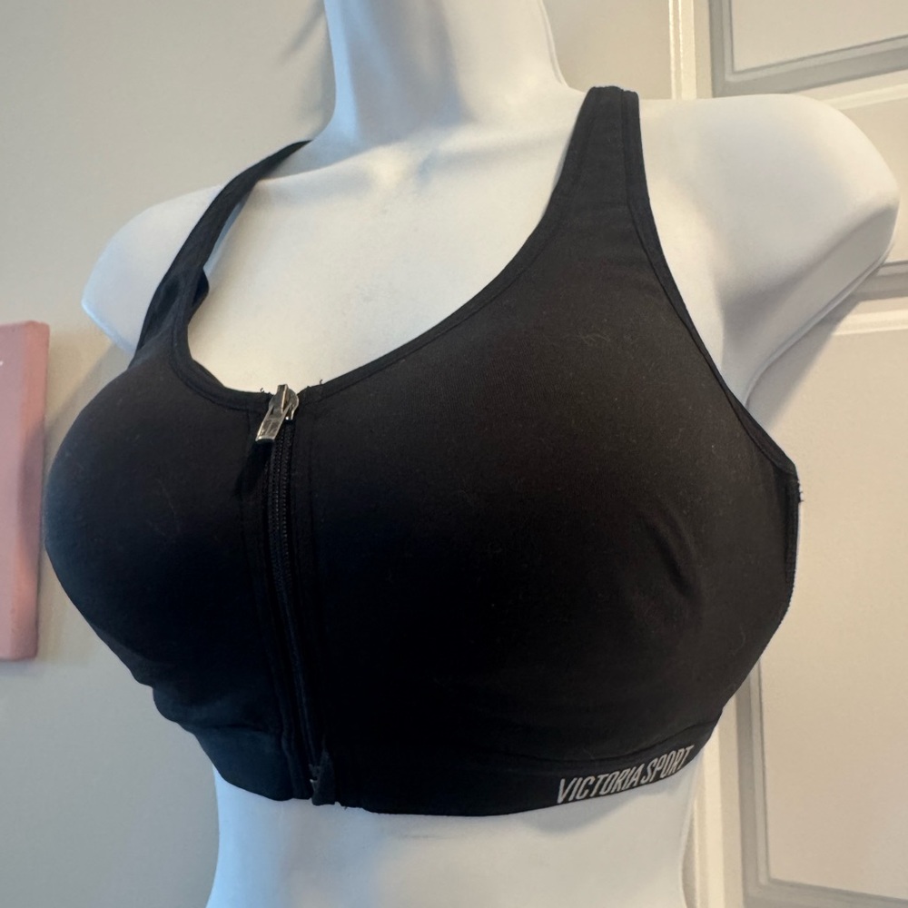 Black Zip Front Sports Bra